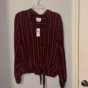 AE Striped Maroon Long Sleeve